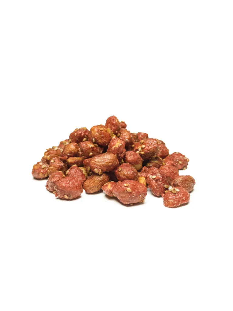Maní confitado crocante para snacks y pasabocas Makkadamia
